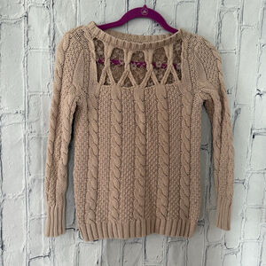 LC Lauren Conrad Cable Knit Lace Cutout Sweater